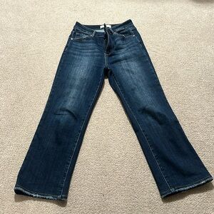 Risen crop kick flare jeans in dark wash